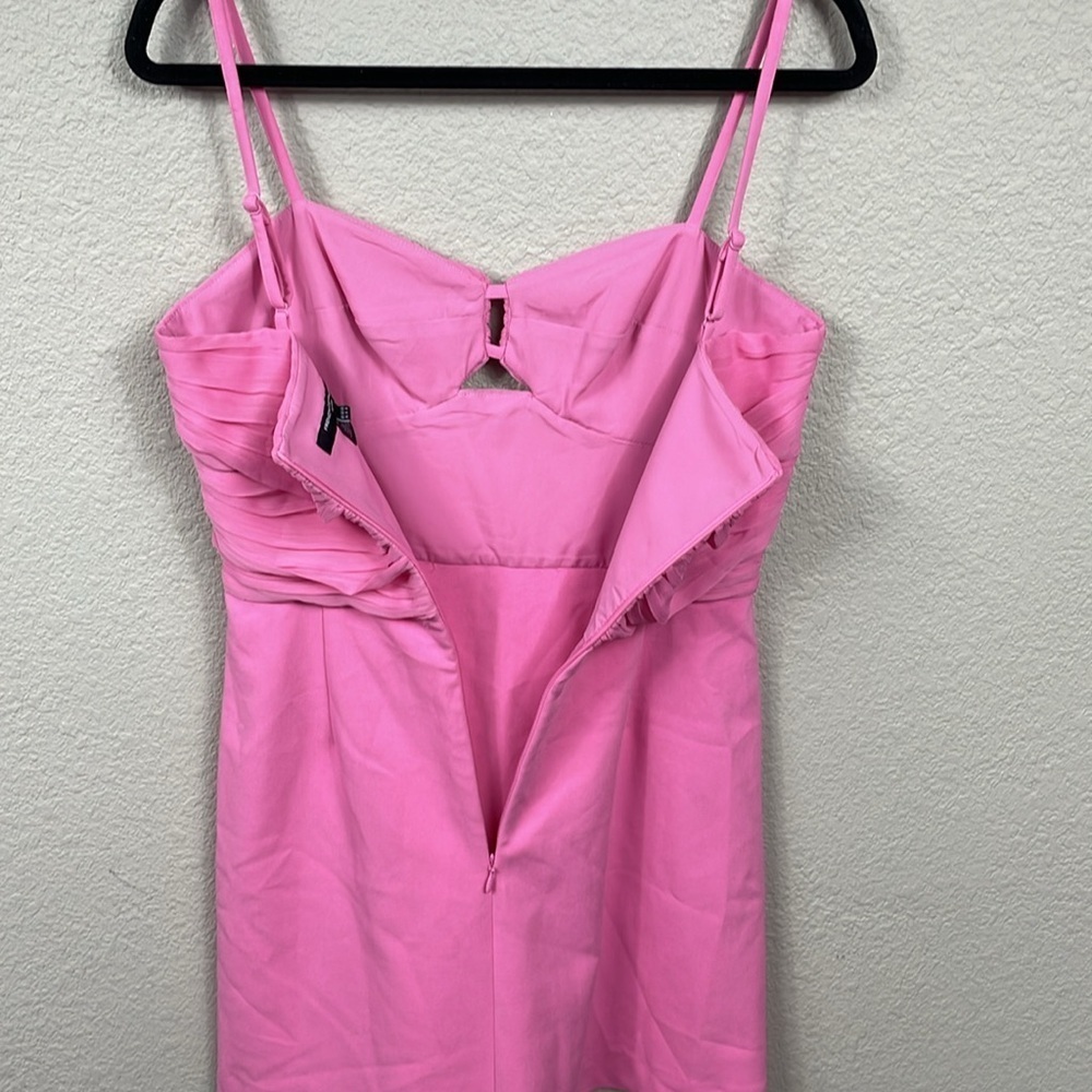 New French Connection Whisper Strappy Tulle Dress In Aurora Pink Cut Out Sz 6 - Picture 5 of 14